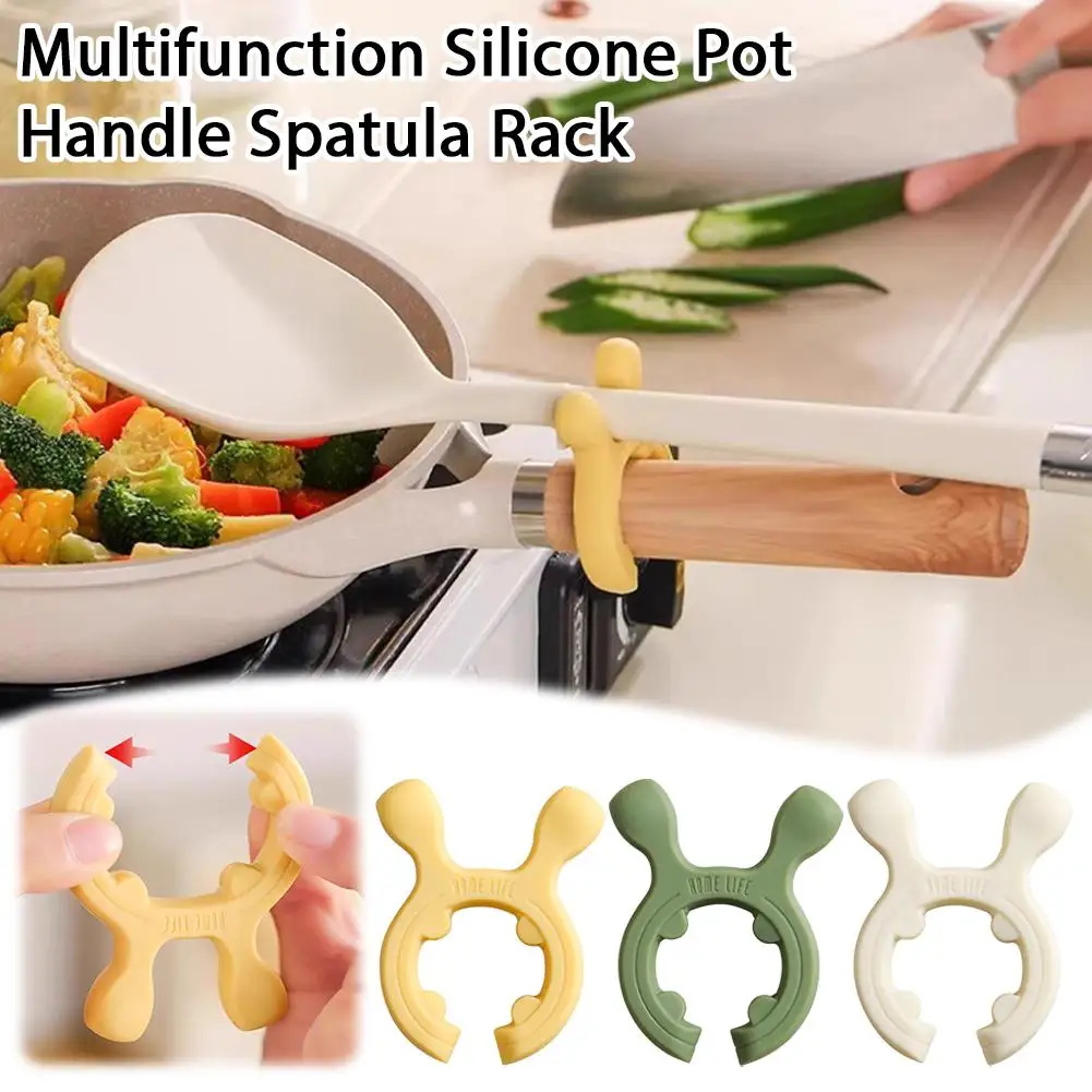 3pcs Silicone Spoon Rest Heat Resistant Anti-Spill Kitchen Utensil Holder Pot Lid Rack for Stove Top Home Cooking Tool