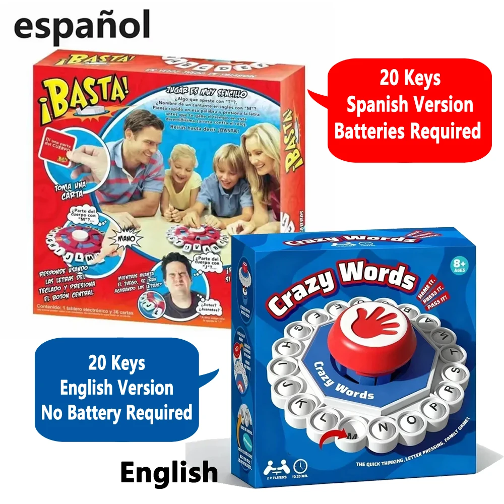Crazy Alphabet Letters Game Spanish English Funny Fast-Paced Family Table Game Puzzle Board Game For Adults Teens Juegos De Mesa