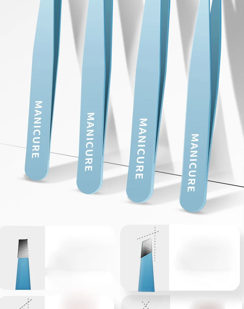 Ouriner Augenbrauenpinzette, buntes Haar, Schönheit, Abzieher für feine Haare, Edelstahl, schräge Augenbrauenklammern, Entfernung von Make-up-Werkzeugen – Detail 3
