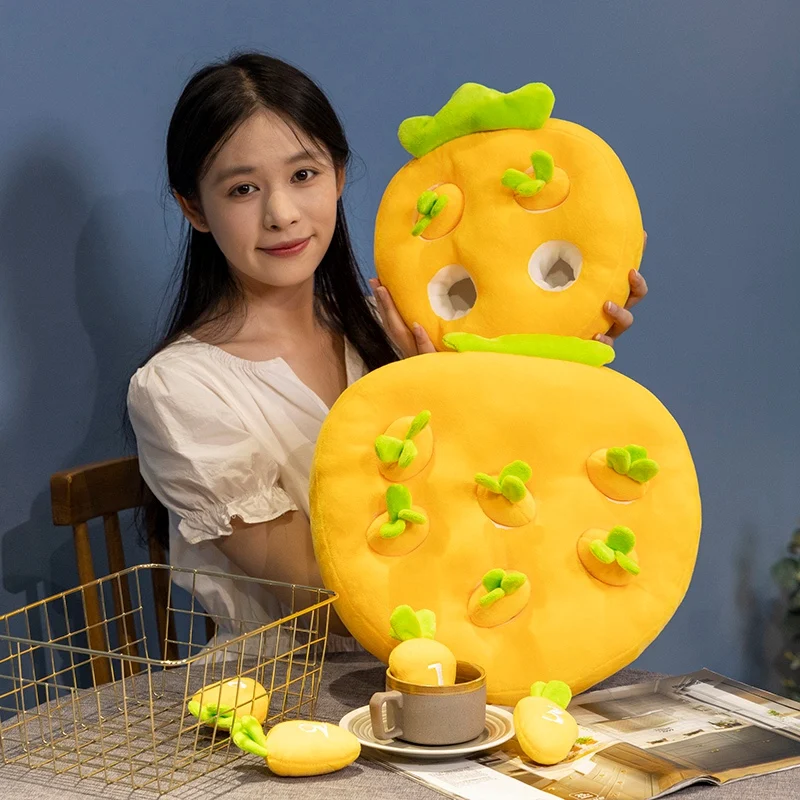 Early Education Doll Pulling Carrot Plush Toy Stuffed Radish Vegetable Plant Plush Pillow Creative Gift Pet Chew Toy