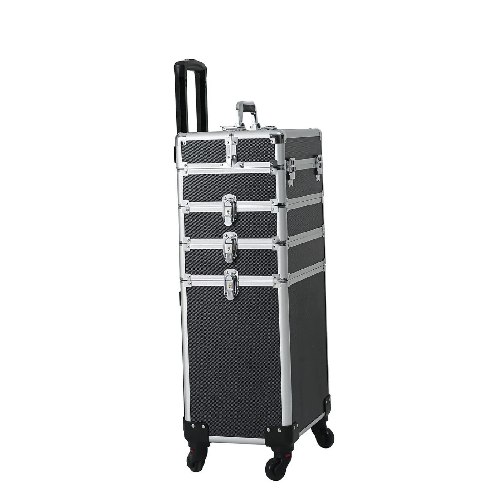 4 in 1 Aluminum Pro Rolling Wheels Makeup Case Salon Cosmetic Holder Trolley United States