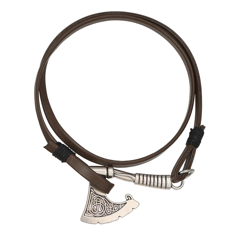 NADEEM Vintage Metal Axe Bracelets for Men Jewelry Classic PU Leather Charm Bracelets Punk Bijoux Wholesale Party Gifts