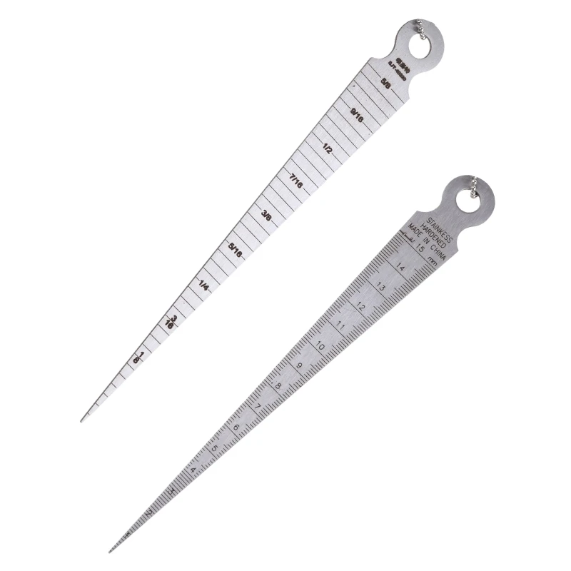 Stainless Steel Welding Taper Metal Welding Taper Feeler Gauge Ruler Hole Inspection Tool 1-15mm 1-15cm 2 Pcs Durable Dropsale