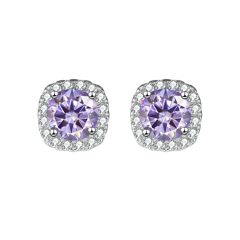 Butterflykiss Champagne Pink Black Moissanite Stud Earrings For Women 100%925 Sterling Silver Sparkling Wedding Jewelry With GRA