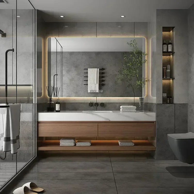 Integrated Rock Plate Minimalist Bathroom Cabinet Ceramic Washbasin Bathroom Vanity Cabinets Under Sink Bathroom Furniture