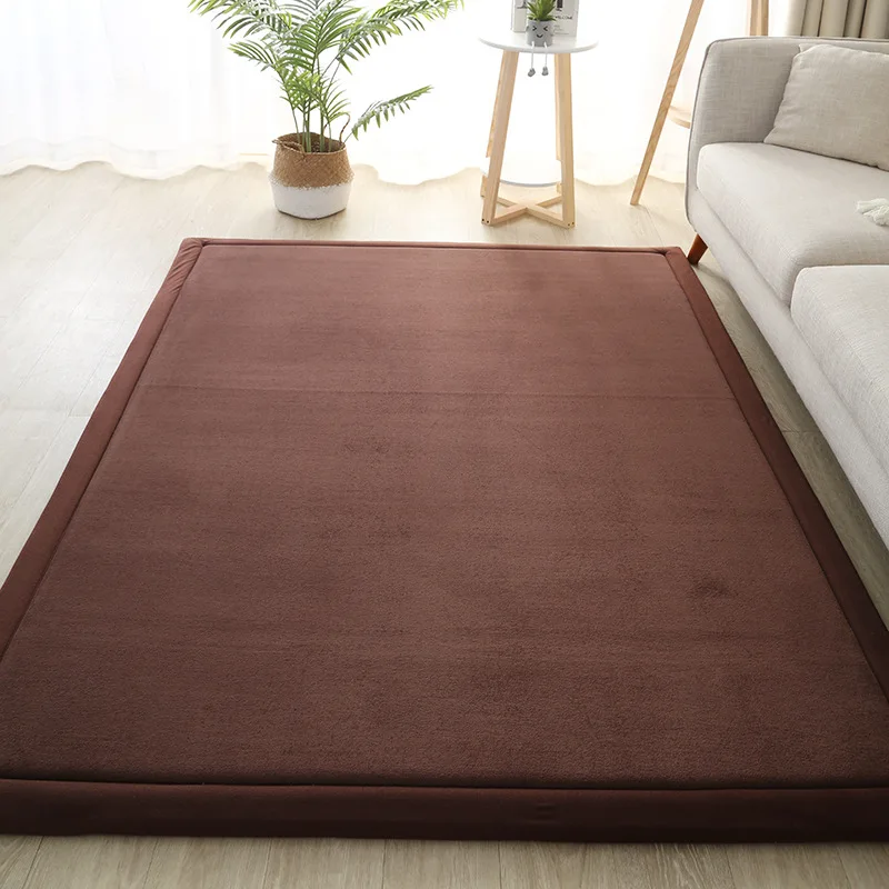 Thick Solid Color Rectangular Carpet for Living Room Ckildren Bedroom Play Rug Bay Window Soft Mat Baby Anti-fall Crawling Pads