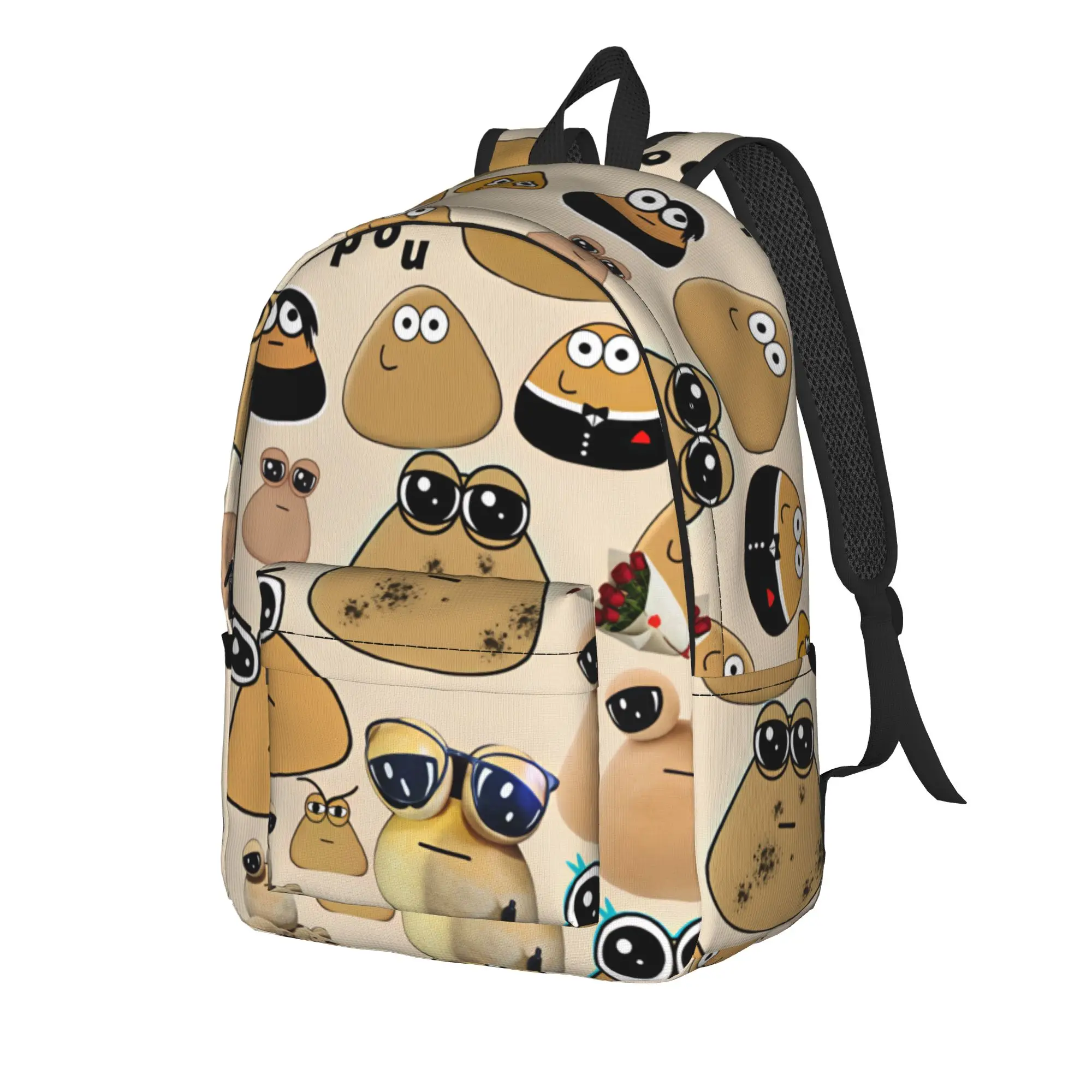Pet Alien Pou Animated Television Backpack  Streetwear Backpacks Boy Outdoor Style Large High School Bags Design Rucksack