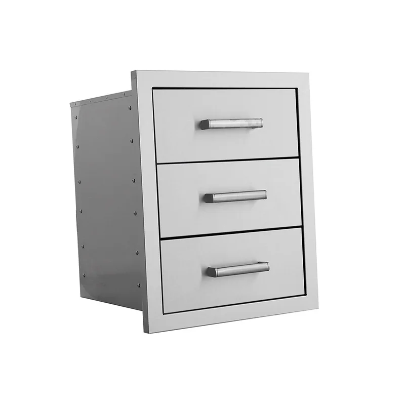 

Outdoor Kitchen Furniture Accessories Stainless Steel Cabinet Cupboard Three Drawers for Garden Yard