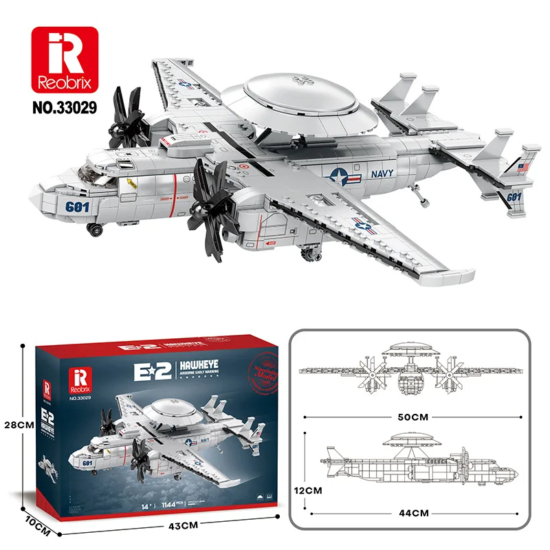 

Reobrix 33029 E2-600 Awacs Fighter Model Military Police Series DIY Puzzle Toys Building Blocks Boy Christmas Gift 1144PCS