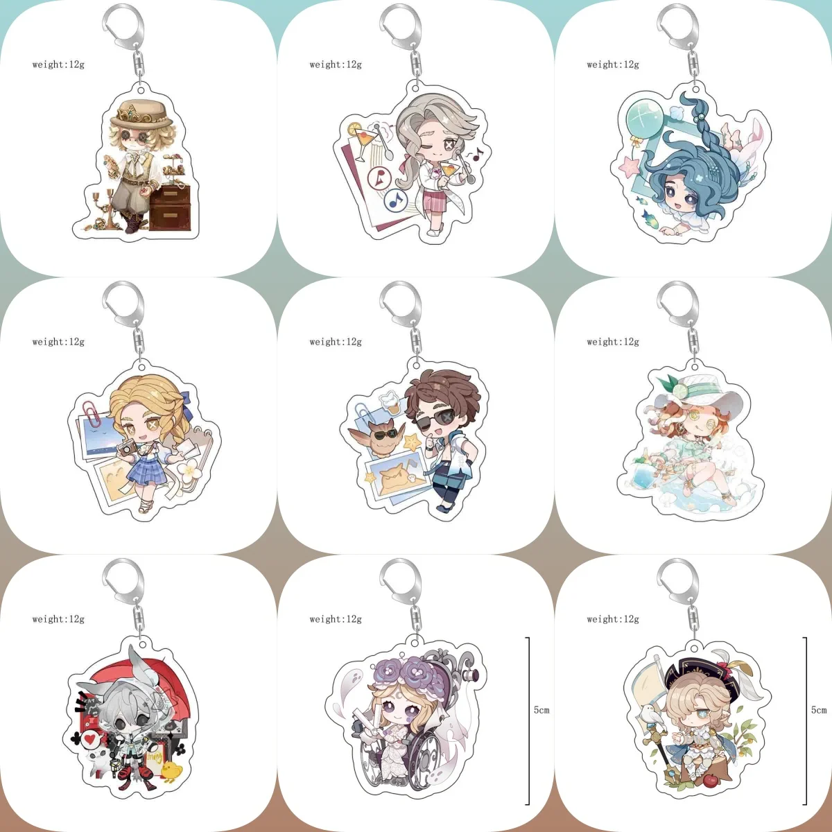 6CM  Anime Identity V Acrylic Keychain Model Cosplay Characters Ornament Accessories Goods Collection Christmas Gifts