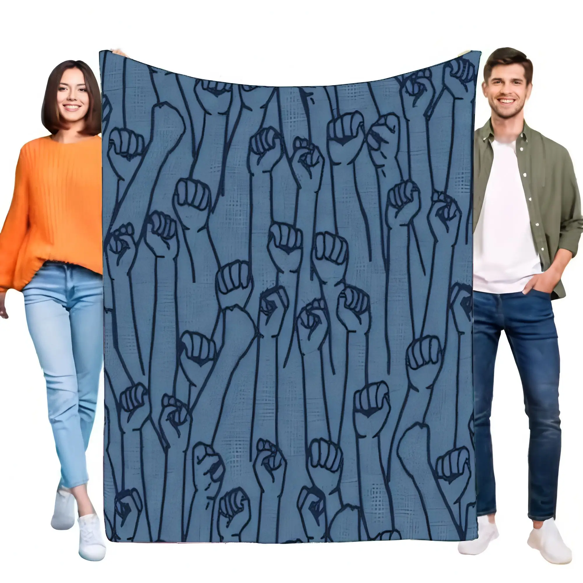 Couverture électrique à poing surélevé, jet en polaire douce pour canapé-lit, thème de l'unité d'activisme de protestation, cadeau de décoration d'intérieur léger et chaud et confortable