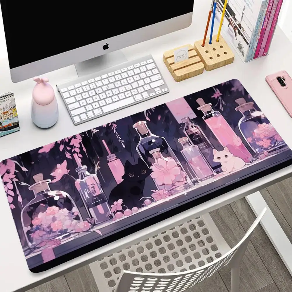 

Kitten and glass bottle mousepad rubber anti-slip HD printing suitable for gamers, computer game accessories carpet
