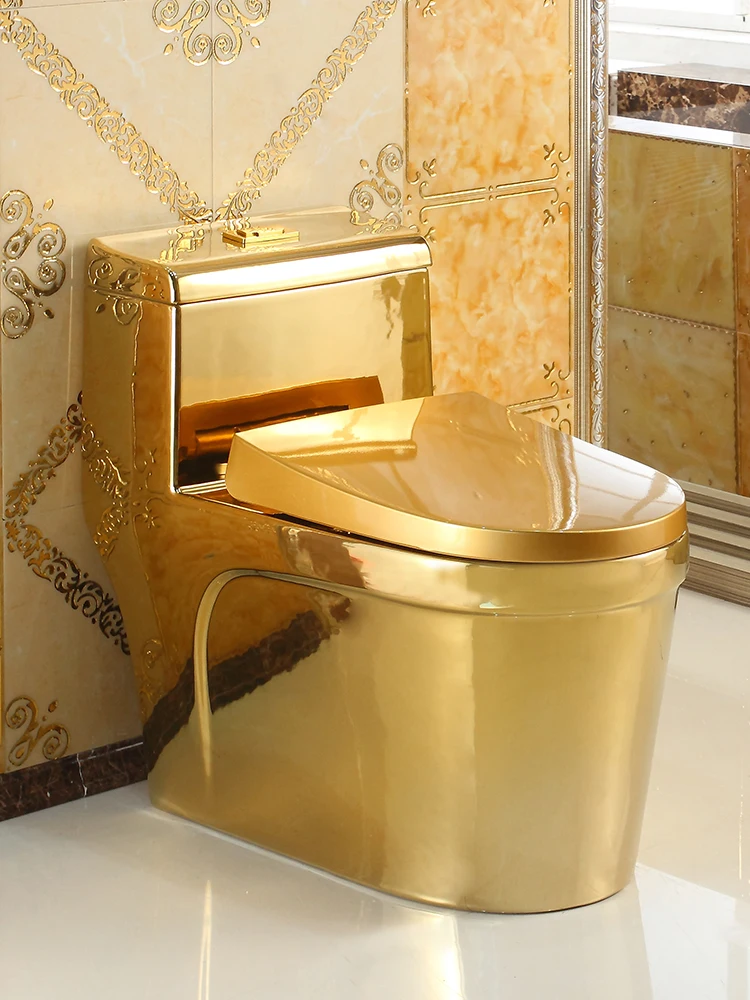 

European style golden toilet creative art, flush toilet, super whirlpool style odor proof and water-saving bar