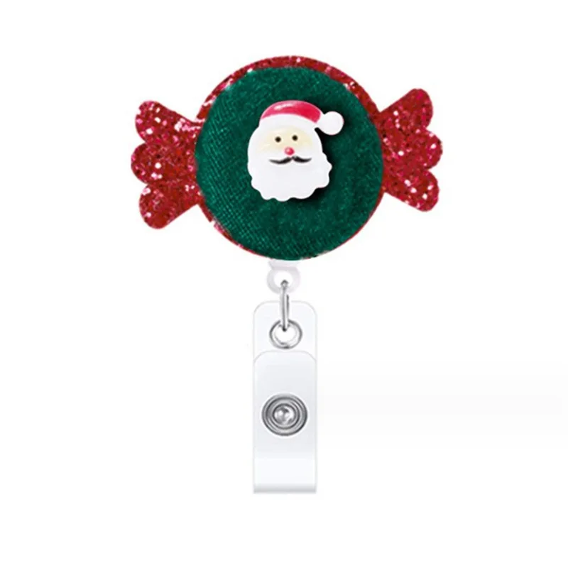 Nuovo 1 pz Cartoon Christmas Badge Reel retrattile ID cordino nome Tag Badge Holder Clip Doctor Nurse forniture per ufficio porta carte