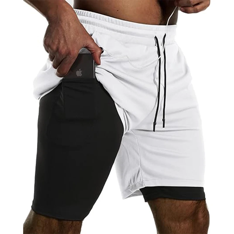 Herren-Sportshorts, Sportbekleidung, doppellagige Laufshorts, 2-in-1-Strandshorts, Sommer-Fitness-Trainingshose, Jogging-Shorts für Herren. – Detail 4