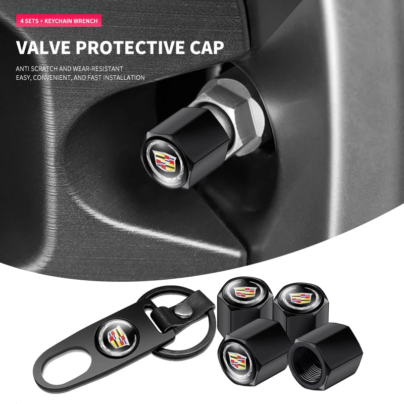 

Car Key ring Suede Rope keychain Metal Wheel Tire Valve Caps for Cadillac ATS BLS CT4 CT5 CTS EXT ESCALADE SRX XT4 SLR XTS