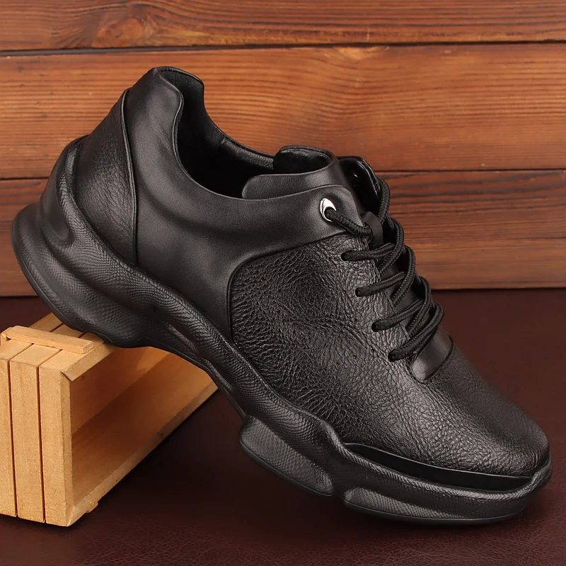 

Genuine Leather Men's oes Fall New Sle Top Layer Cowhide Sports Casual oes Men's Bla Thi Bot Lightweight Dad oes