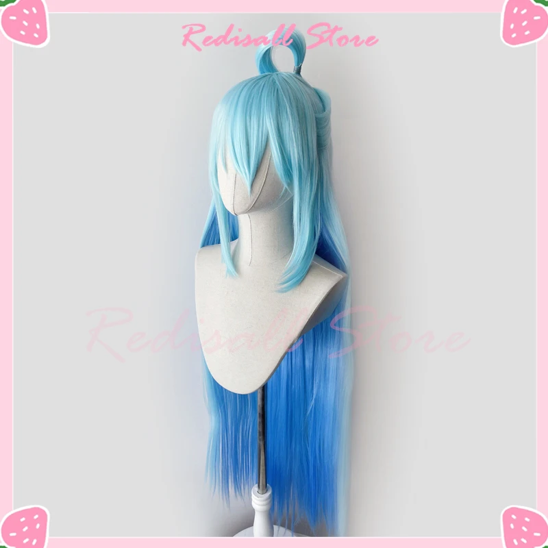 100cm Aqua Cosplay Perücke wunderbare Welt gemischt blau langes glattes Haar Anime synthetische Kopf bedeckung