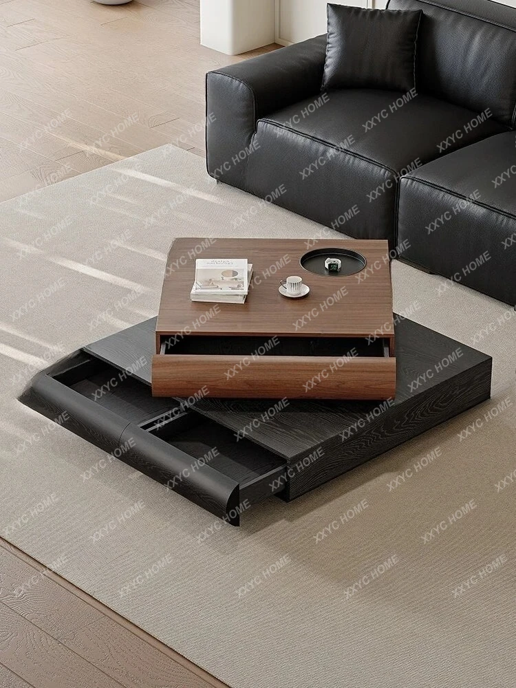 

Lminimalist rotatable coffee table drawer storage creative small apartment medieval home living room tea table