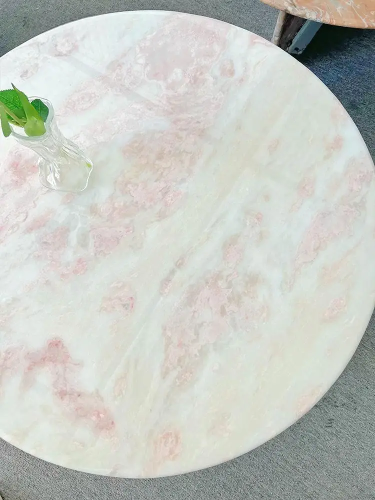 Natural Marble Round Coffee Table, Designer Luxury Art Piece for Sofa, Heat & Scratch Resistant, Customizable
