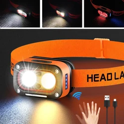 LED Headlamp Rechargeable Flashlight for Motion Sensor Head Lamp With Adjustable Headband Waterproof Head Light for Running Camp
