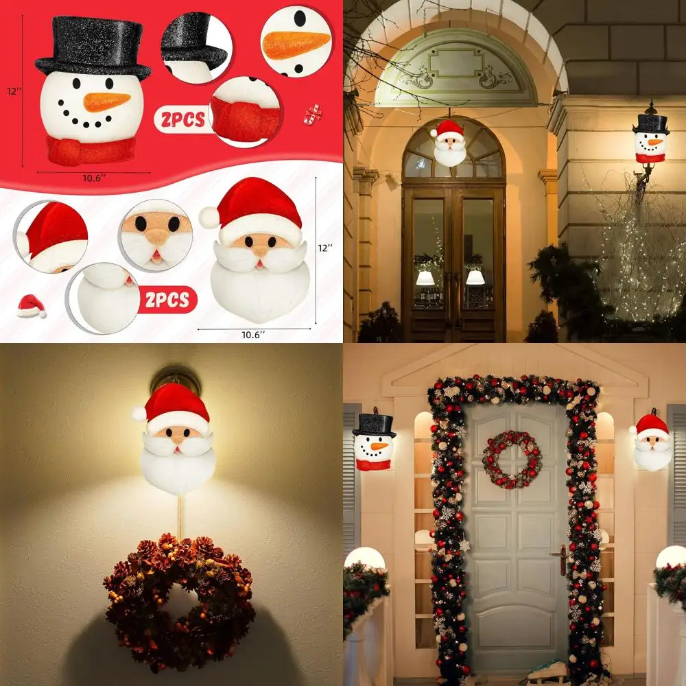 

Gnome-Themed Christmas Light Covers for Outdoor Use: Snowman, Santa, Set of 4