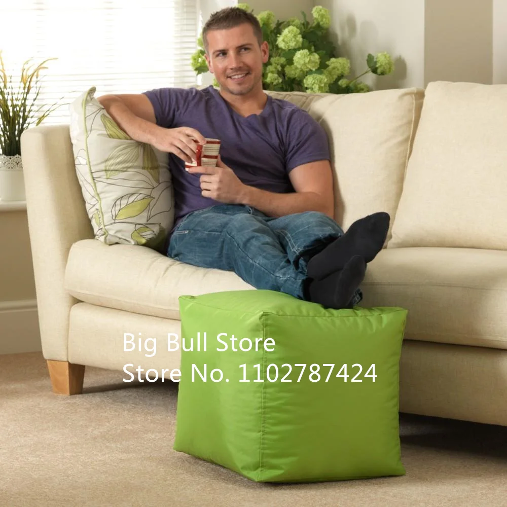 Waterproof and Dustproof Foot Stool Rest Pouffe Cube Box Seat Bean Bag COVER ONLY ,square footrest stool bean bag chair