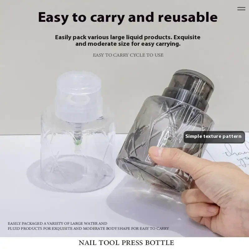 Refillable Lockable Empty Pump Dispenser Nail Manicure Cleaner Makeup Remover Container Press Bottle For Personal Use