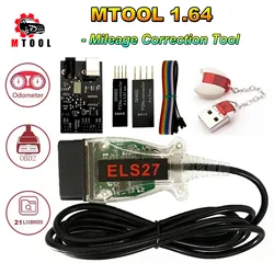 MTool V1.64 Mileage KM Adjustment Correction Tool to Year 2022 Car Full Set Dongle Denso adapter Denso Pin Wires Cable Els27