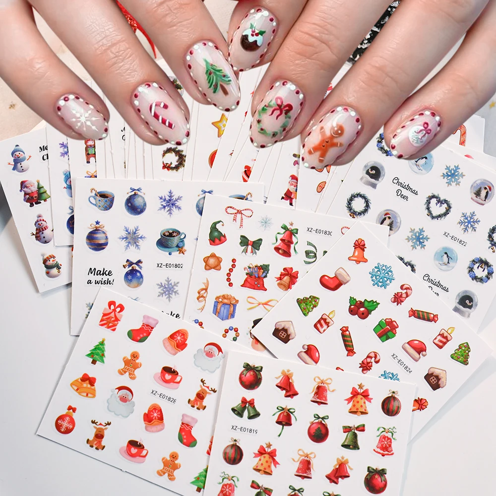 30 قطعة ثلاثية الأبعاد الكرتون عيد الميلاد مسمار ملصقات سانتا كلوز ثلج الثلج شجرة عيد الميلاد الأيائل الأظافر الشارات الشتاء مسمار الفن زينة 1 #6