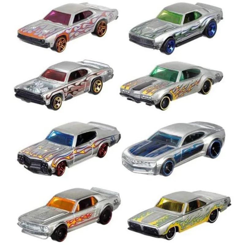 Hot Wheels 50Th Anniversary Zamac Flames Series 2018Z FRN24Ford Mustang FRN27Buick FRN26Plymouth FRN29Dodge Demon Toy Car Model