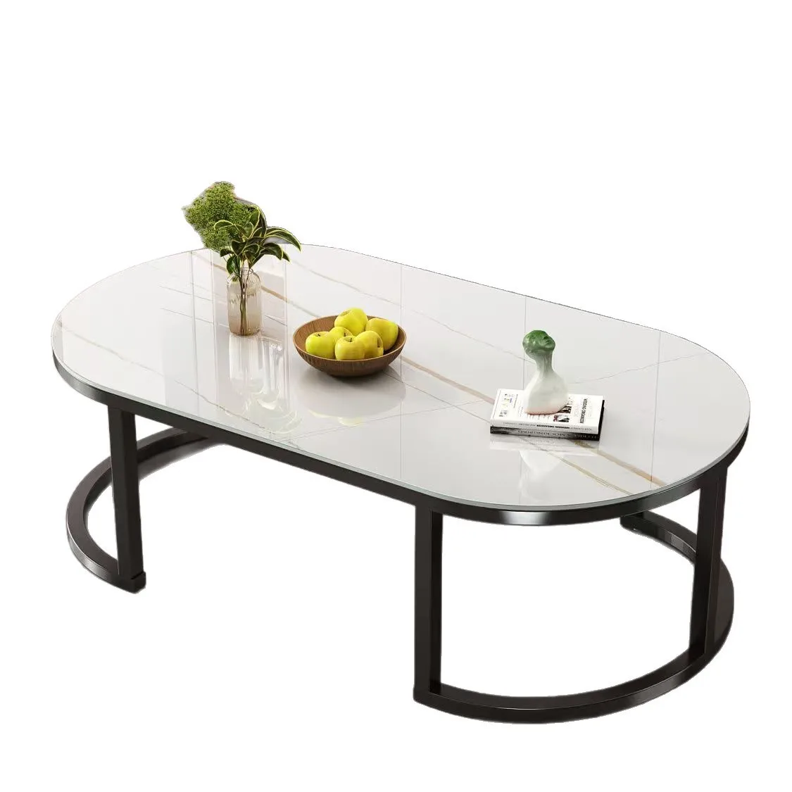 

@Thickened coffee table, living room, small household type, light luxury, modern slate table, simple oval, Internet celebrity