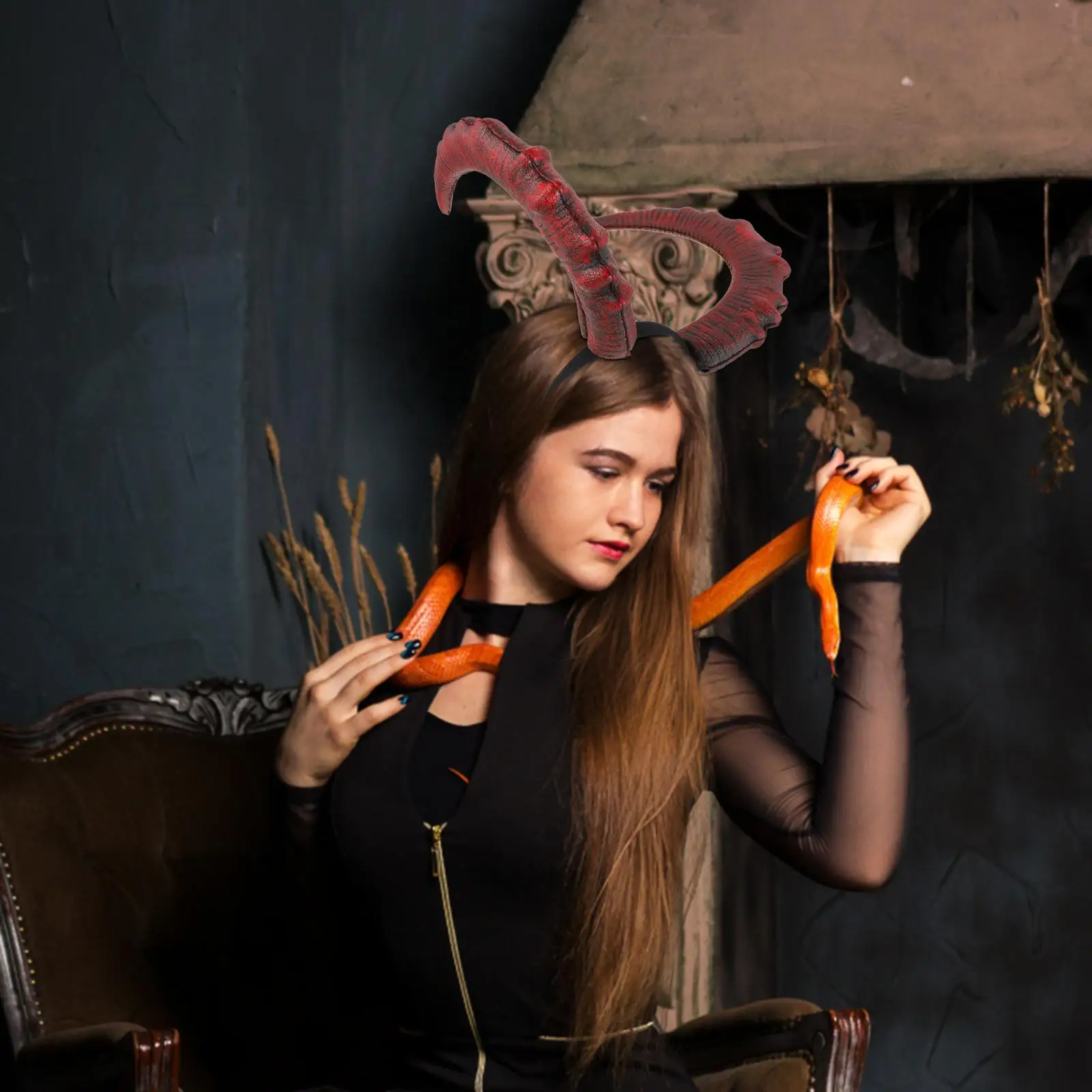 Halloween cosplay traje chifre do diabo bandana fita de cabelo carnaval máscara hairbands