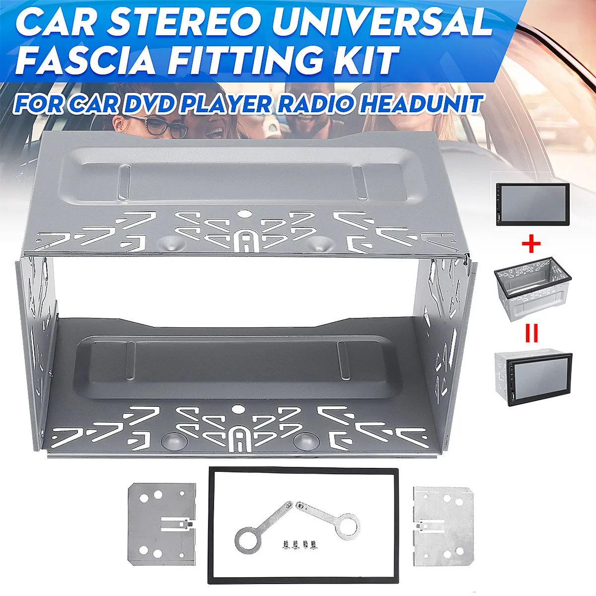 

Unit 2 DIN Cage Radio Vehicle Case Car Fitting DVD Player Frame Mounting Plate Panel with Hardware Accessory for Cars