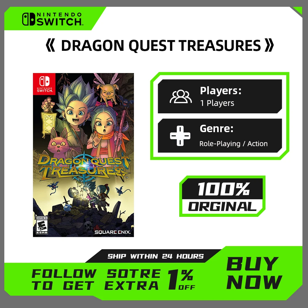 DRAGON QUEST TREASURES نينتندو سويتش لعبة صفقات بطاقة الألعاب المادية RPG النوع للتبديل OLED لايت دعم التلفزيون منضدية يده