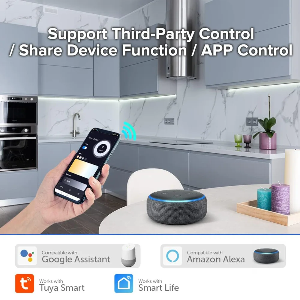 12V 24V Tuya Zigbee RF Led Dimmer Controller Push Switch 2.4G Round Remote CCT Single Color Strip for Alexa Google Assistant APP