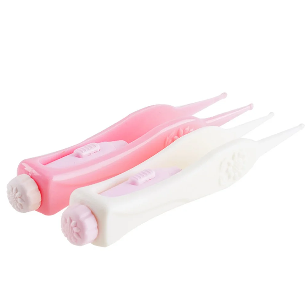 2 Buah Alat Penghilang Kotoran Telinga Plastik Fleksibel LED Portabel Terlihat untuk Bayi Balita Pembersih Telinga Putih Merah Muda