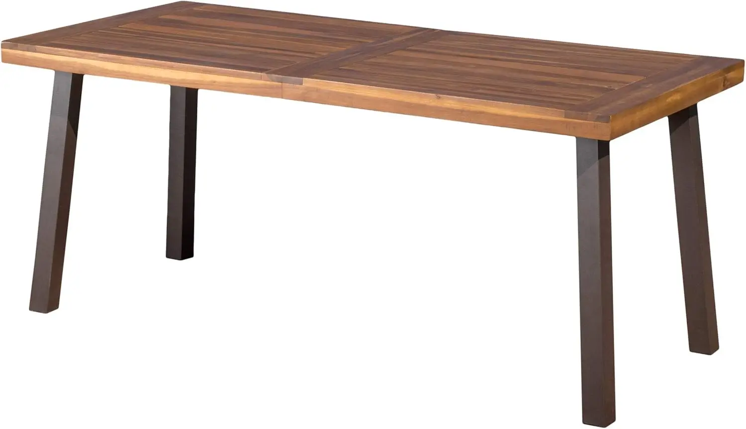 Wood Dining Table, Natural Stained with Rustic Metal, 32.25 in x 69 in x 29.5 in, Brown, Grey