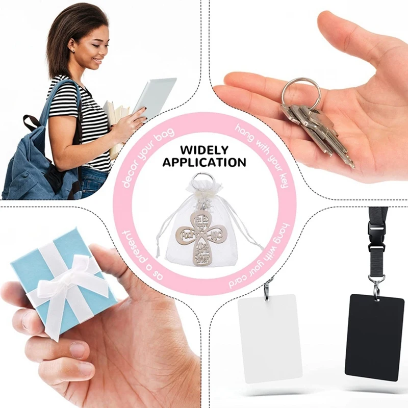 십자가 나무 열쇠 고리, 세례식 찬송, 목재 디자인 열쇠 고리, 첫 성찬식 가방 포함, 20 개