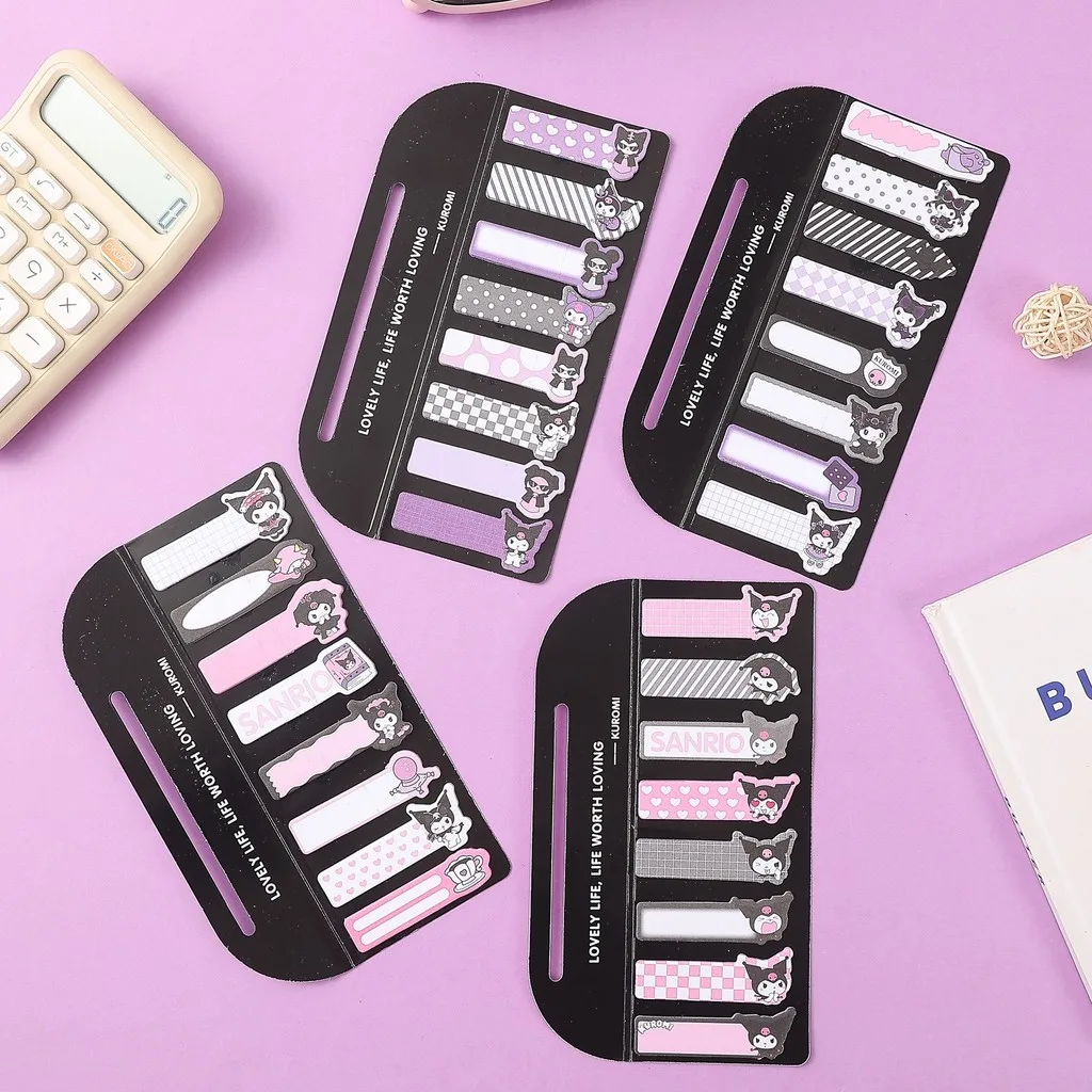 160 Sheets Kawaii Cartoon Sticky Notes Kuromi Notepad Index Tabs Bookmark Stationery School Office Supplies