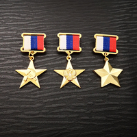 Russia Double Headed Eagle Badge Lapel Pins Metal  Medal Souvenir Collection Five Pointed Star Hero Of  Labor Order of Heroes