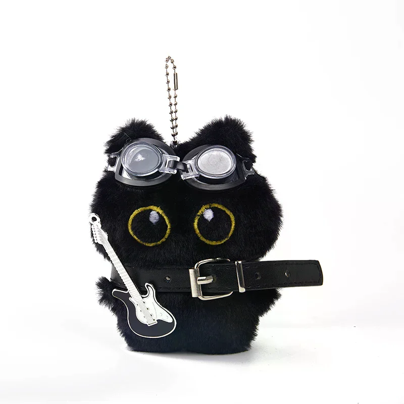 

Cute Cartoon Black Cat Keychain Bag Pendant Backpack Hanging Ornaments Lovely Small Cat Doll Animal Car Keyring Kids Gift