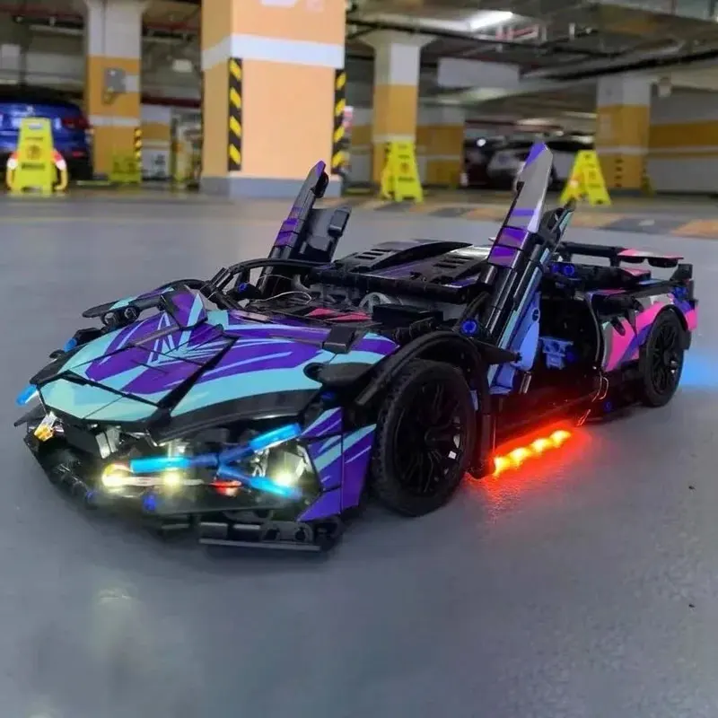 Conjunto de luz led rc para blocos de construção de carro de alta tecnologia 1:14 super velocidade veículo esportivo de corrida diy lâmpada tijolos brinquedos (não inclui carro)