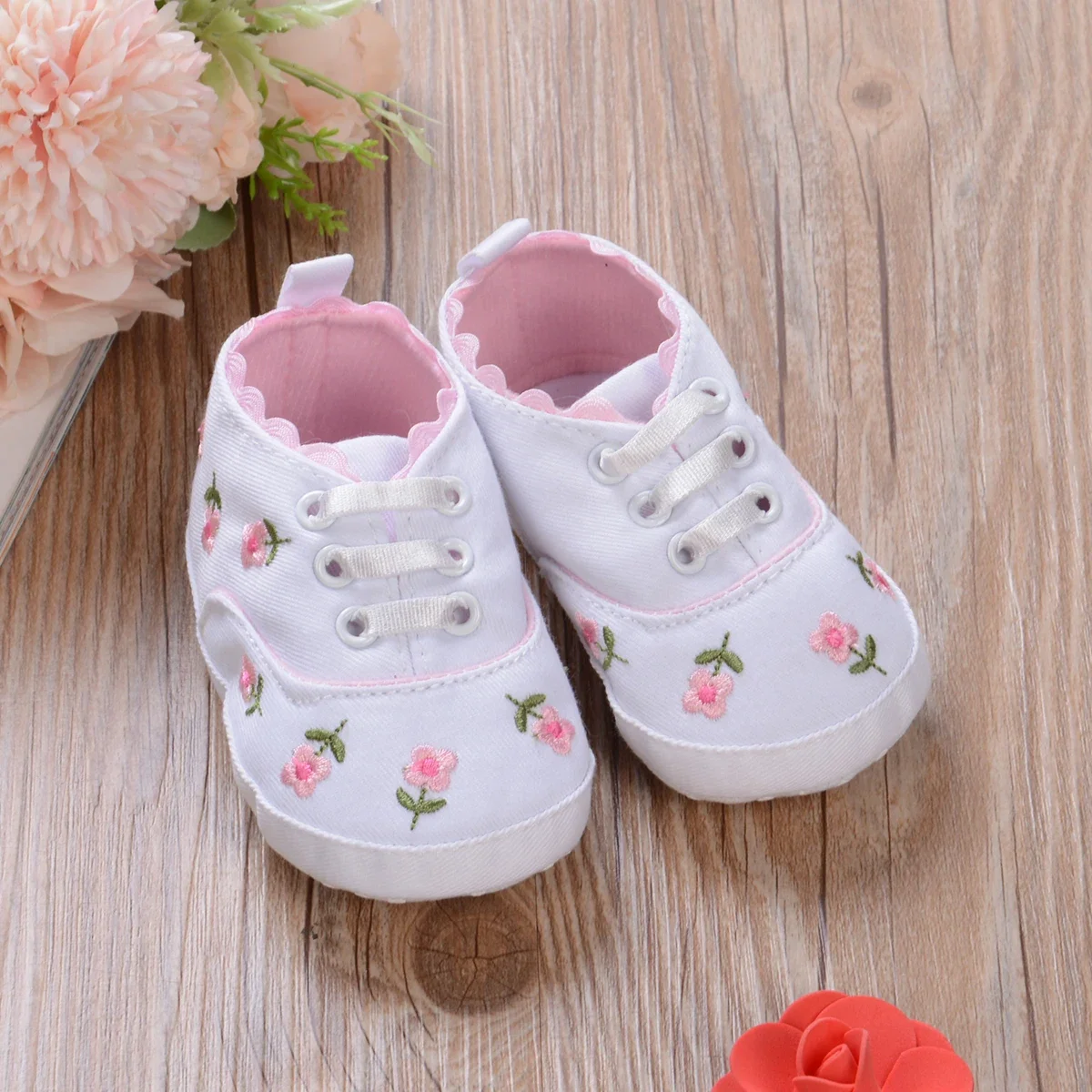 EWODOS Baby Girls Canvas Shoes High Top Sneakers Soft Sole Anti-Slip Crib Shoes Newborn Infant First Walkers Shoes Cotton Warm