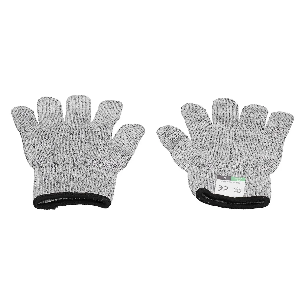 2 pairs HPPE Cut Resistant Gloves Wear Resistant Gray Black Border Safety Kitchen Gloves Level 5 Protection Food Grade Gloves