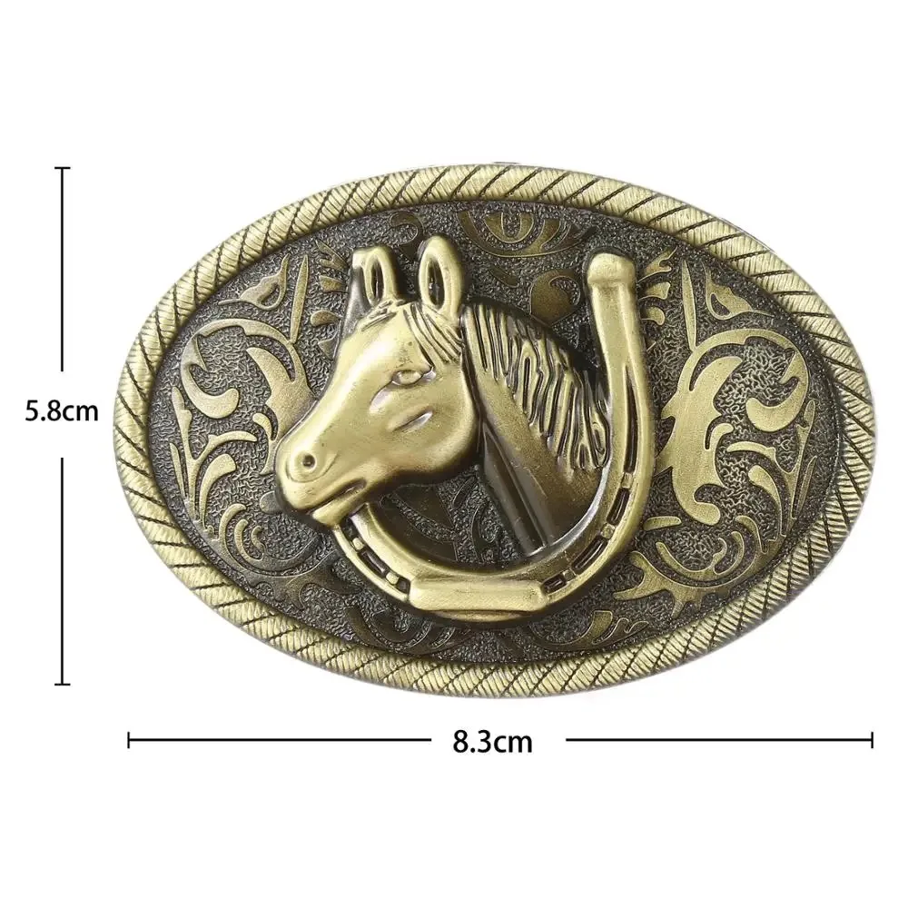 กางเกงยีนส์หัวม้าโลหะผสมผู้ชายคาวบอยตะวันตกพร้อมเครื่องประดับแฟชั่นหัวม้า