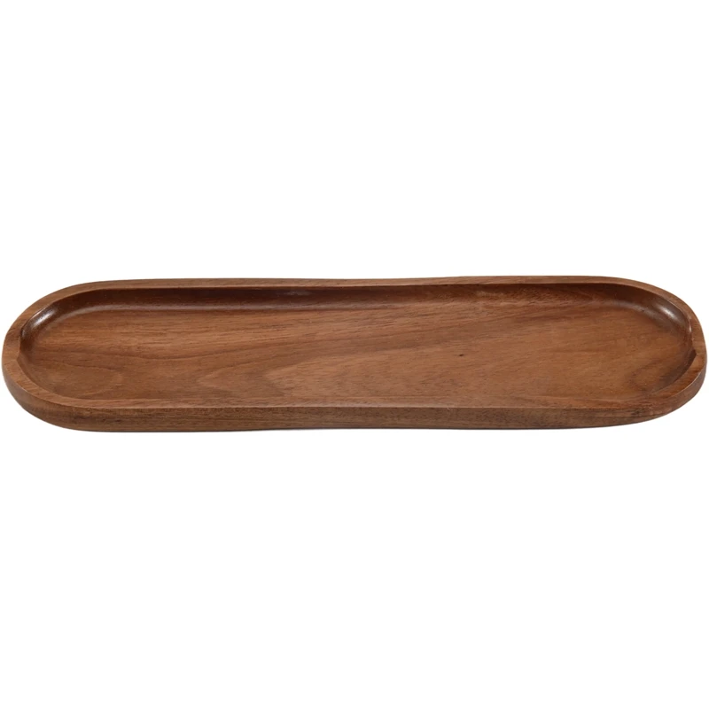 Teak Rectangular Wooden Plate Small Leaf Acacia Fruit Plate Snack Plate Wooden Tray Sushi Plate Spoon Shelf