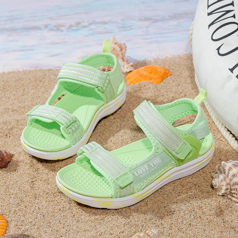 Girls sandals, summer outdoor sports sandals, big children casual beach shoes, comfortable children fashion non-slip sandals 40