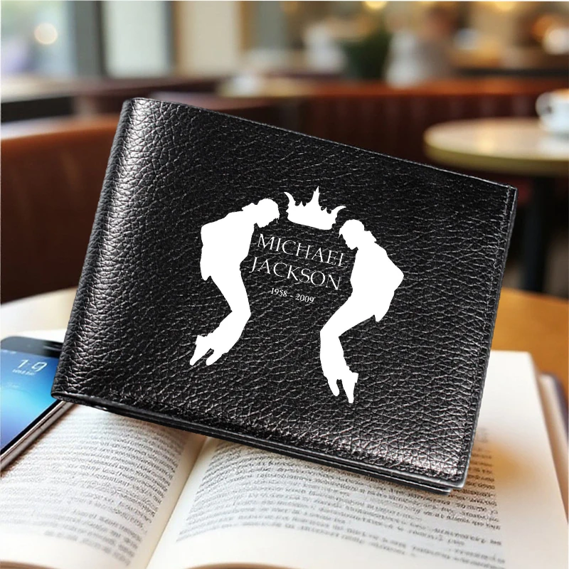 Vintage Michael Jackson Graphic Leather Wallet Men Woman Purse Fashion Short Card Money StorageClips Bag Business Handbags Gifts