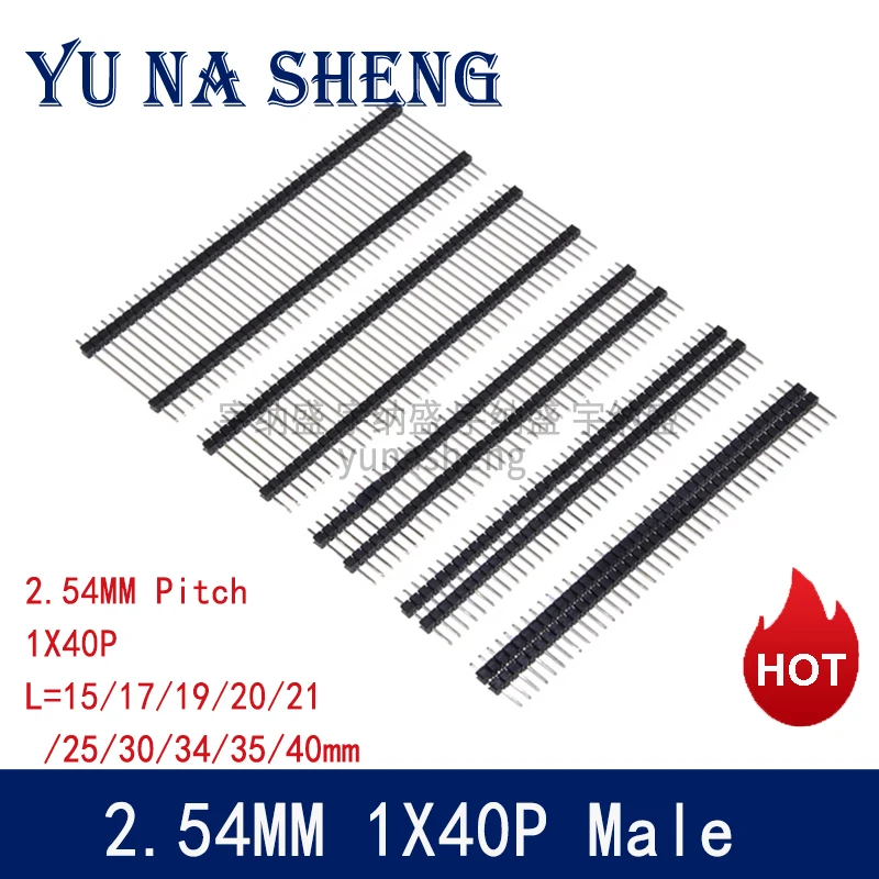 5pcs 2.54mm 1X40P L11.4/15-25/30/35/40/45/50mm PCB Board Spacer Straight Single Row Double Plastic Gold Connector Male Header